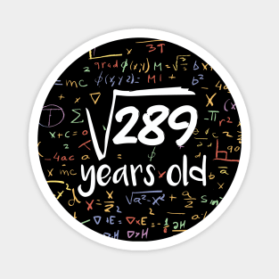 Square Root of 289 Years Old // Funny Math Birthday // 17 Years Old Magnet